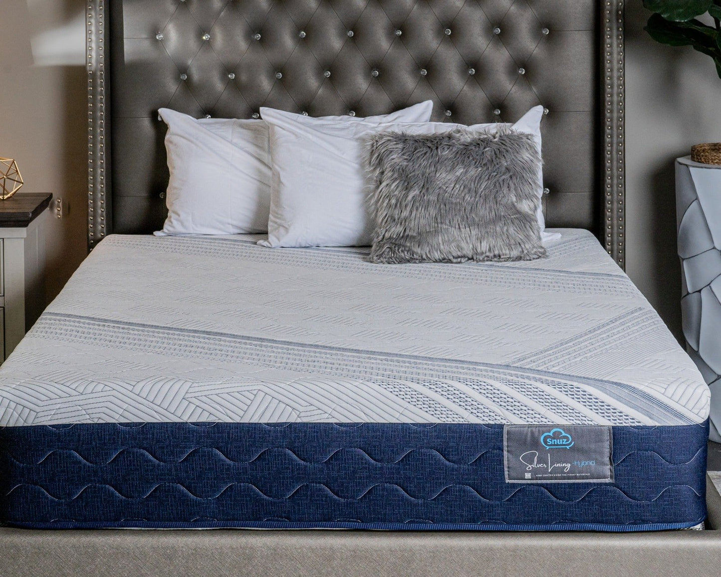 Snuz Gray Stone 11" Medium Firm Mattress Made in USA, Medium Plush Comfort with AdaptaFlex™ Pocket Coil Support, Breathable Stretch Knit Fabric, CertiPUR-US® Certified, Compressed Mattress