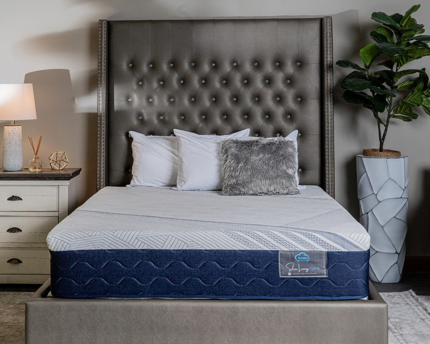 Snuz Gray Stone 11" Medium Firm Mattress Made in USA, Medium Plush Comfort with AdaptaFlex™ Pocket Coil Support, Breathable Stretch Knit Fabric, CertiPUR-US® Certified, Compressed Mattress