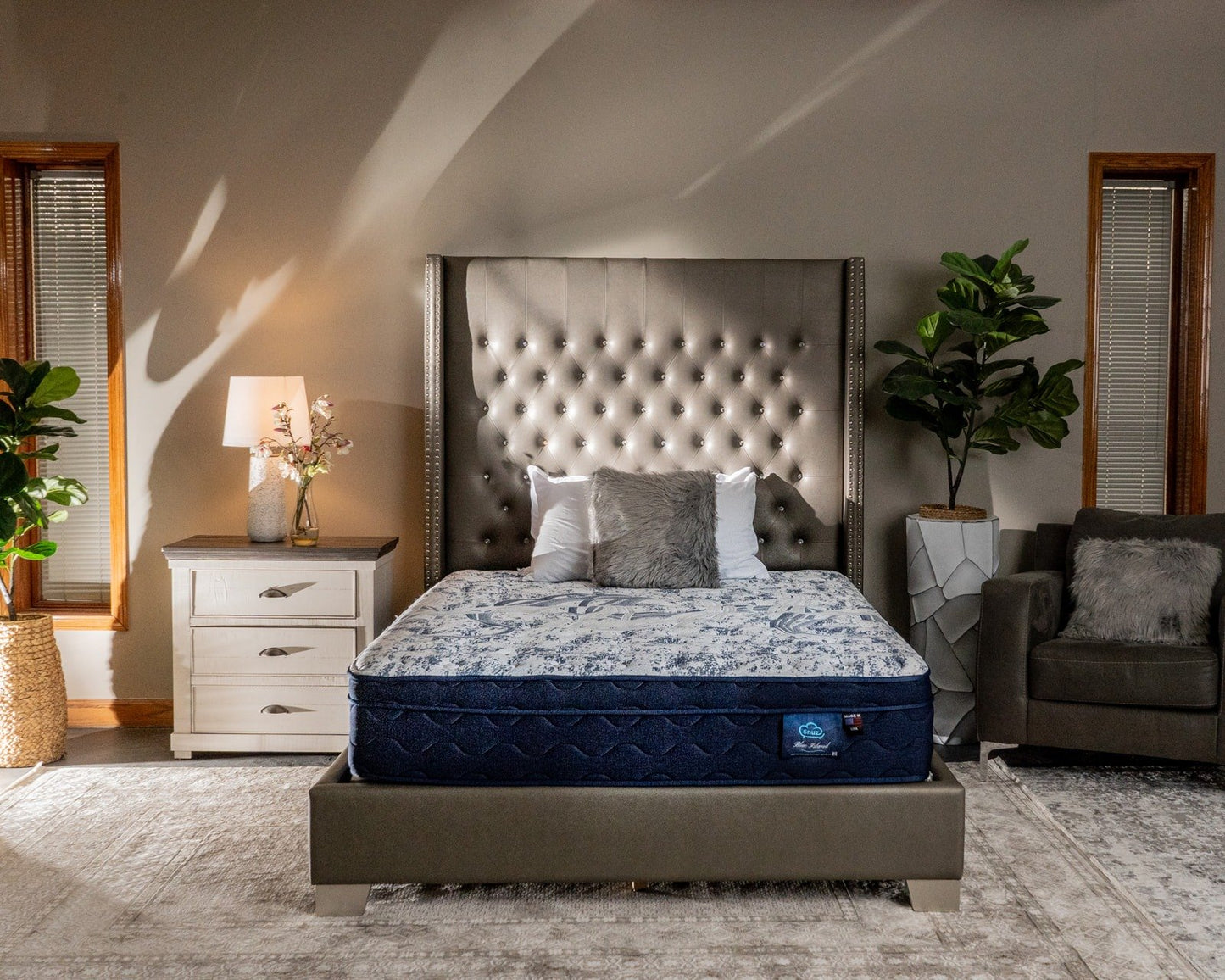 Snuz Blue Island 12” Euro Top Mattress Made in USA, Medium Plush Comfort with AdaptaFlex™ Pocket Coil Support, Breathable Stretch Knit Fabric, CertiPUR-US® Certified