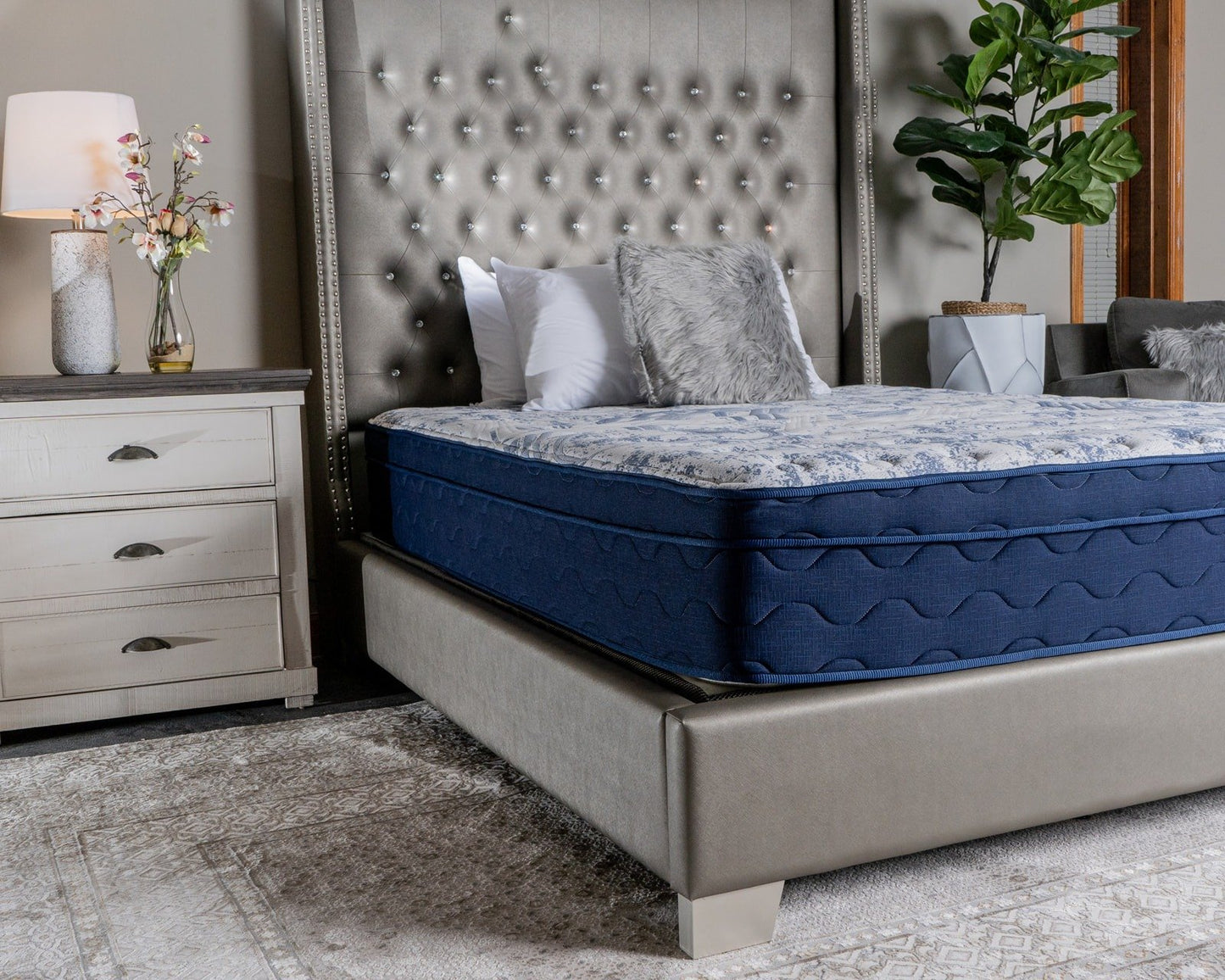 Snuz Blue Island 12” Euro Top Mattress Made in USA, Medium Plush Comfort with AdaptaFlex™ Pocket Coil Support, Breathable Stretch Knit Fabric, CertiPUR-US® Certified