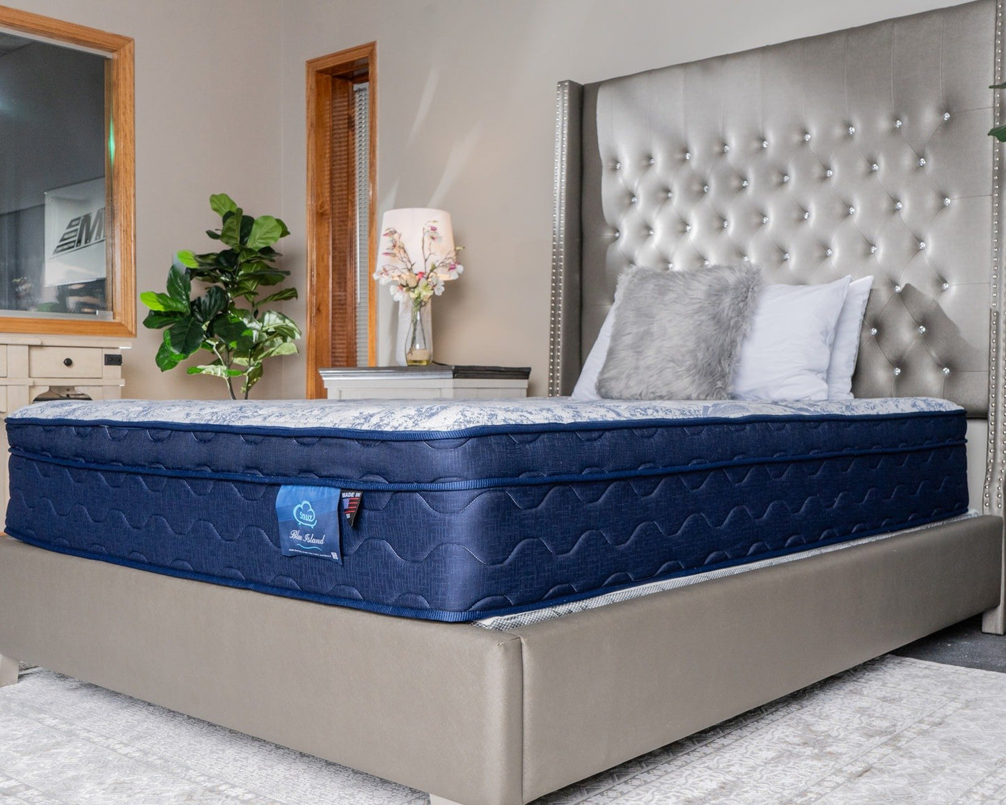 Snuz Blue Island 12” Euro Top Mattress Made in USA, Medium Plush Comfort with AdaptaFlex™ Pocket Coil Support, Breathable Stretch Knit Fabric, CertiPUR-US® Certified
