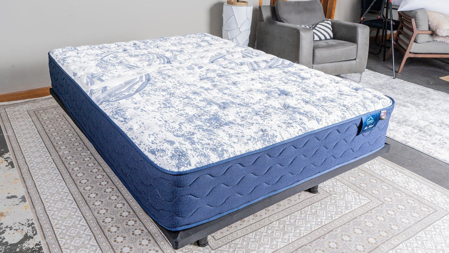 Snuz Blue Island 12” Tight Top Mattress Made in USA, Medium Plush Comfort with AdaptaFlex™ Pocket Coil Support, Breathable Stretch Knit Fabric, CertiPUR-US® Certified