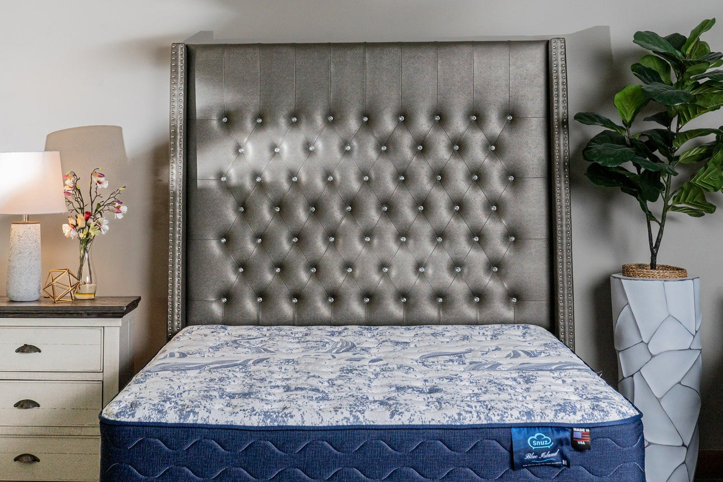 Snuz Blue Island 12” Tight Top Mattress Made in USA, Medium Plush Comfort with AdaptaFlex™ Pocket Coil Support, Breathable Stretch Knit Fabric, CertiPUR-US® Certified