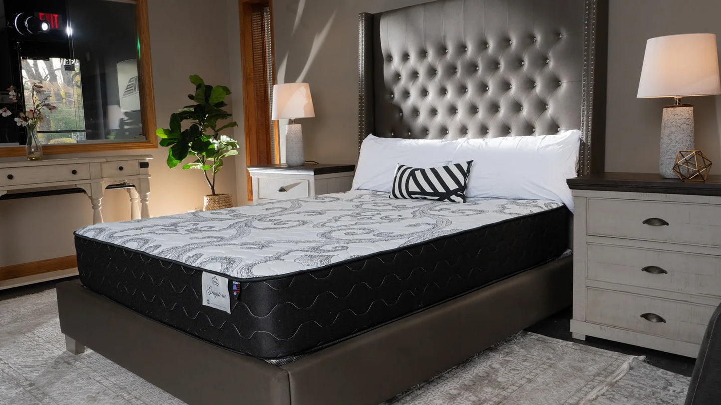 Snuz Gray Stone 11" Medium Firm Mattress Made in USA, Medium Plush Comfort with AdaptaFlex™ Pocket Coil Support, Breathable Stretch Knit Fabric, CertiPUR-US® Certified