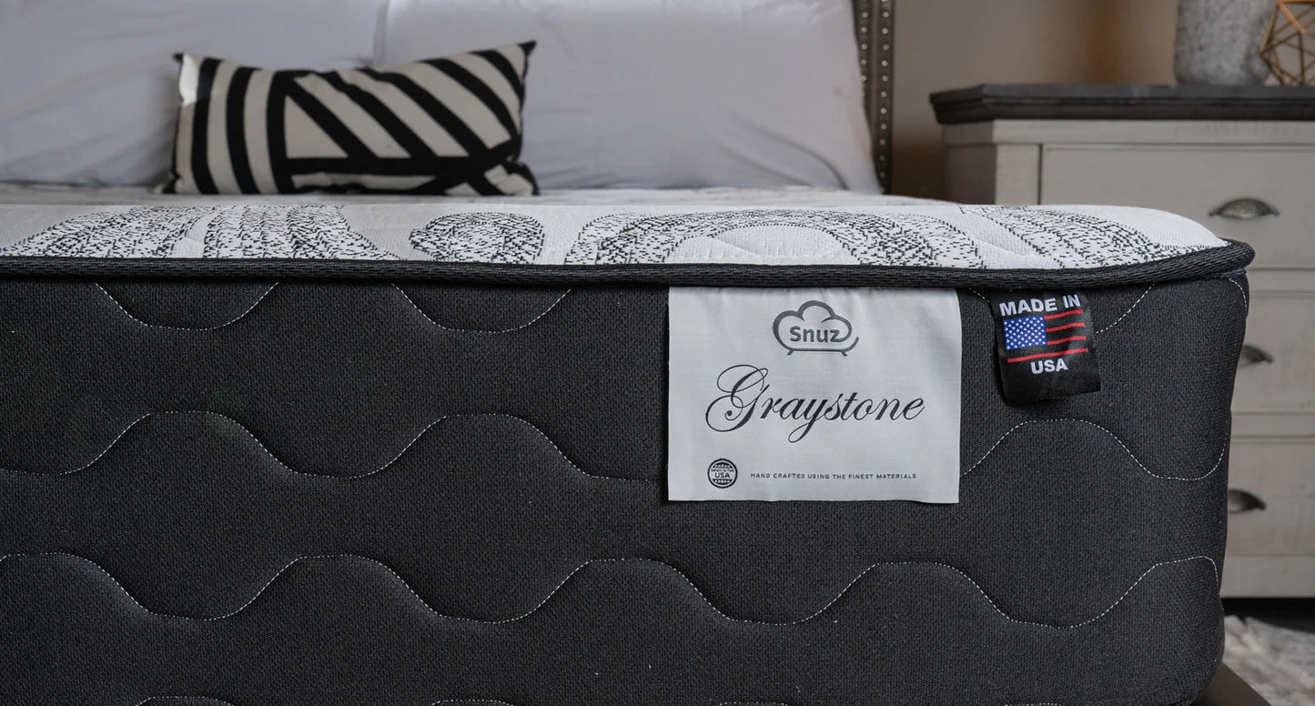 Snuz Gray Stone 11" Medium Firm Mattress Made in USA, Medium Plush Comfort with AdaptaFlex™ Pocket Coil Support, Breathable Stretch Knit Fabric, CertiPUR-US® Certified