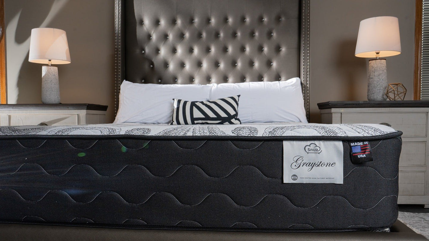 Snuz Gray Stone 11" Medium Firm Mattress Made in USA, Medium Plush Comfort with AdaptaFlex™ Pocket Coil Support, Breathable Stretch Knit Fabric, CertiPUR-US® Certified